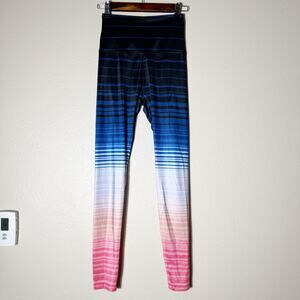 beyond yoga | striped ombré colorful full length women's leggings sz S